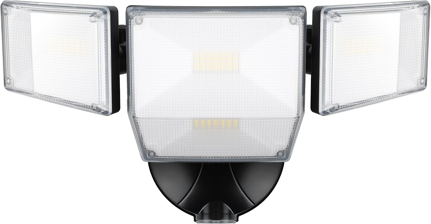 Dusk to Dawn Flood Light, 4 Adjustable Heads, 85W, Black