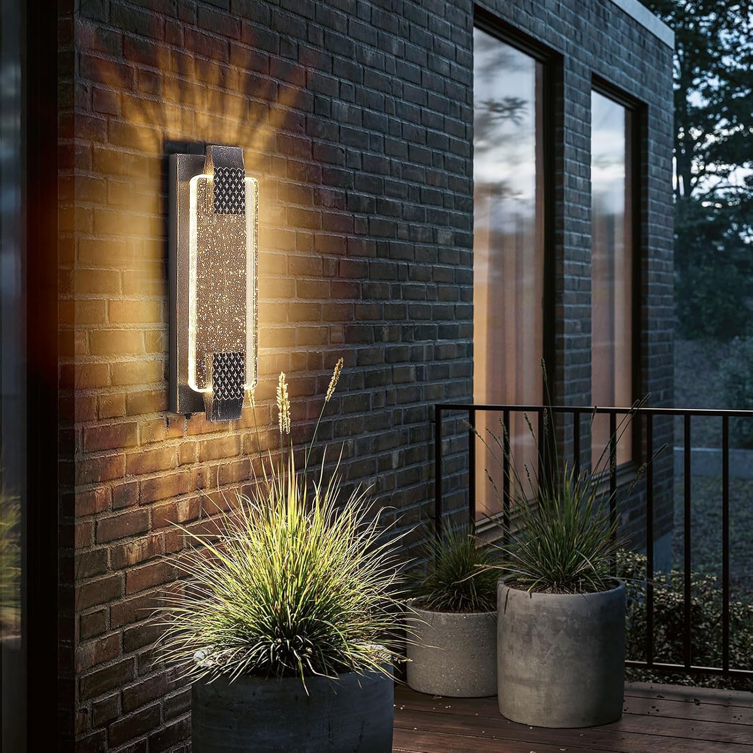 Dusk to Dawn Wall Light, Bubble Acrylic, 15.7 Inch, Bronze