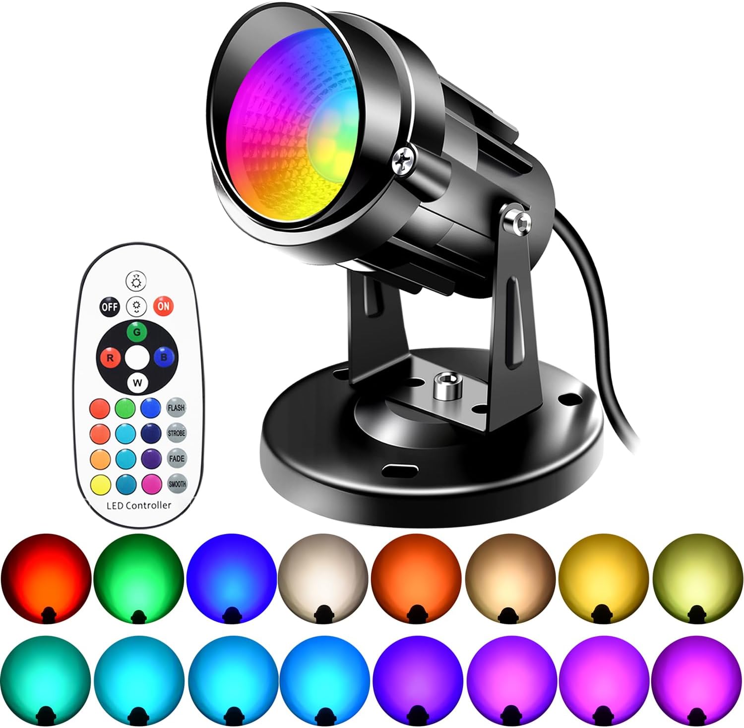 Indoor Colour Changing Spotlight, 6W, Foot Switch, 1 Piece