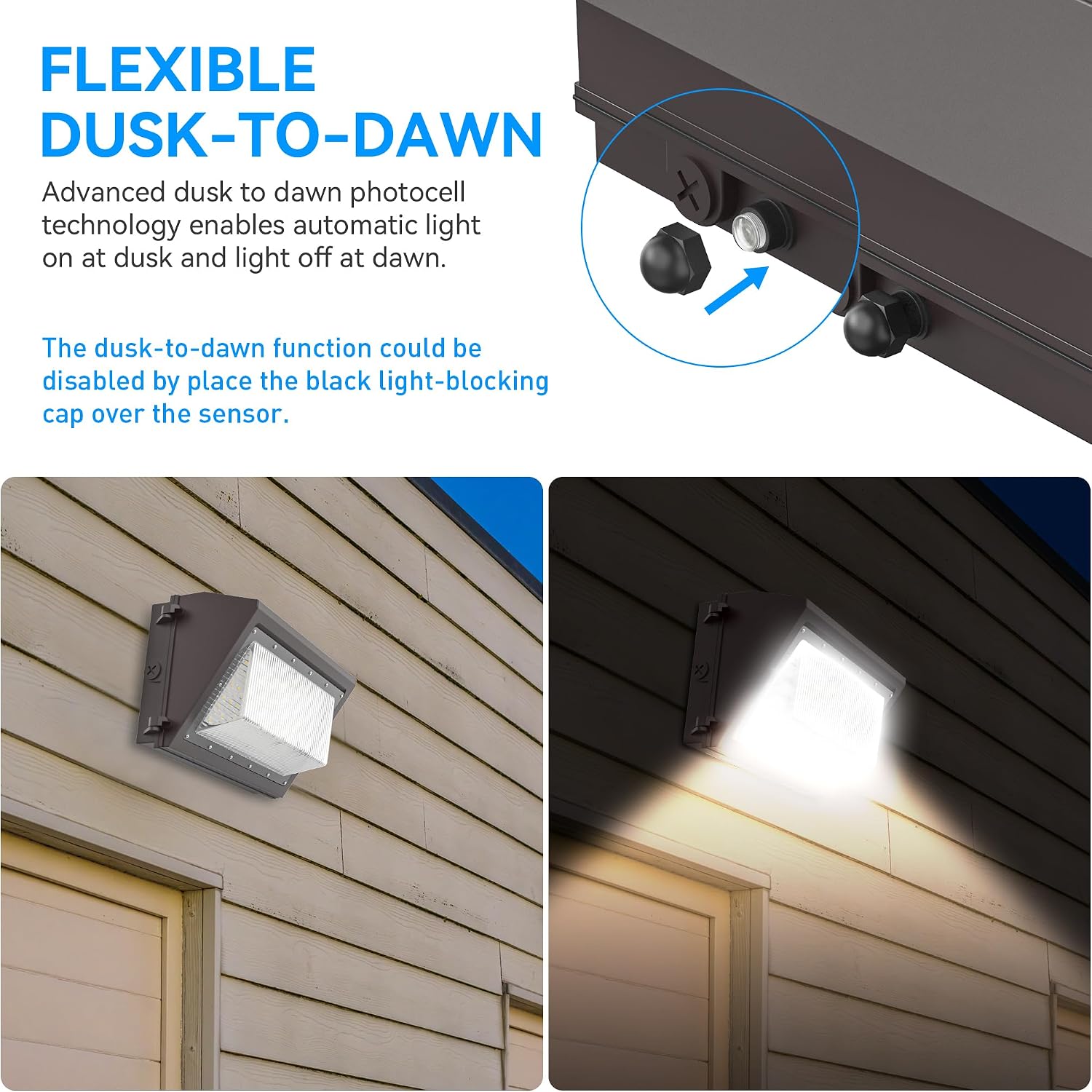 LED Wall Pack Light, 120W, Dusk to Dawn Photocell Sensor — view 2