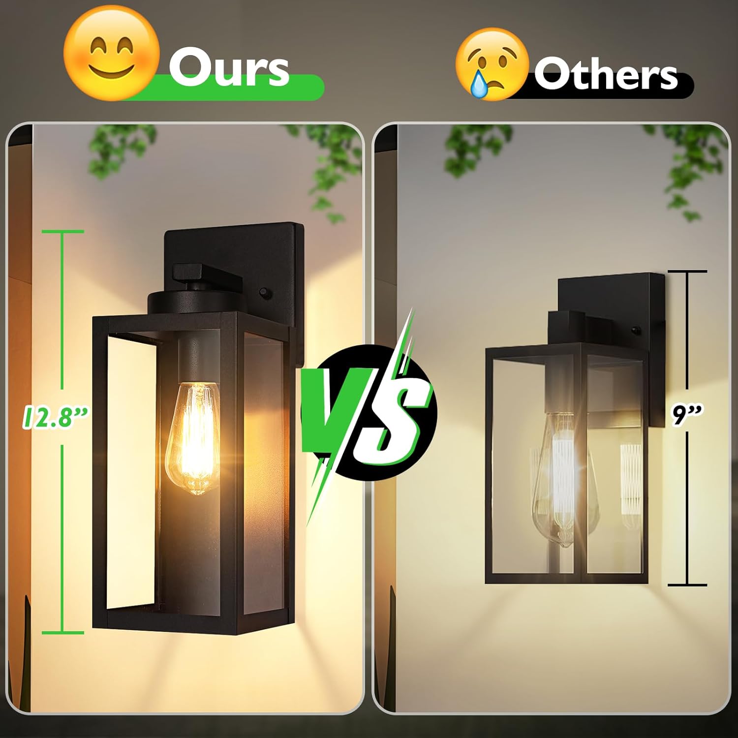 Outdoor Wall Lanterns, Black Metal, Clear Glass, E26 Socket — view 2