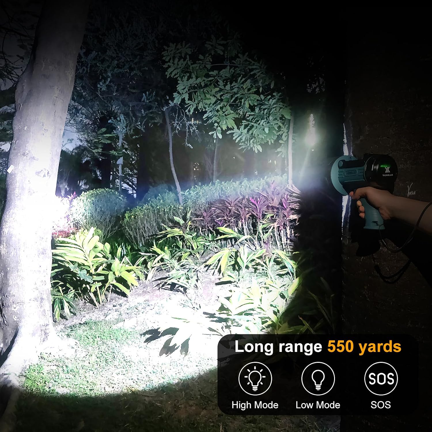 Rechargeable Handheld Searchlight, Waterproof, with Folding Stand — view 2