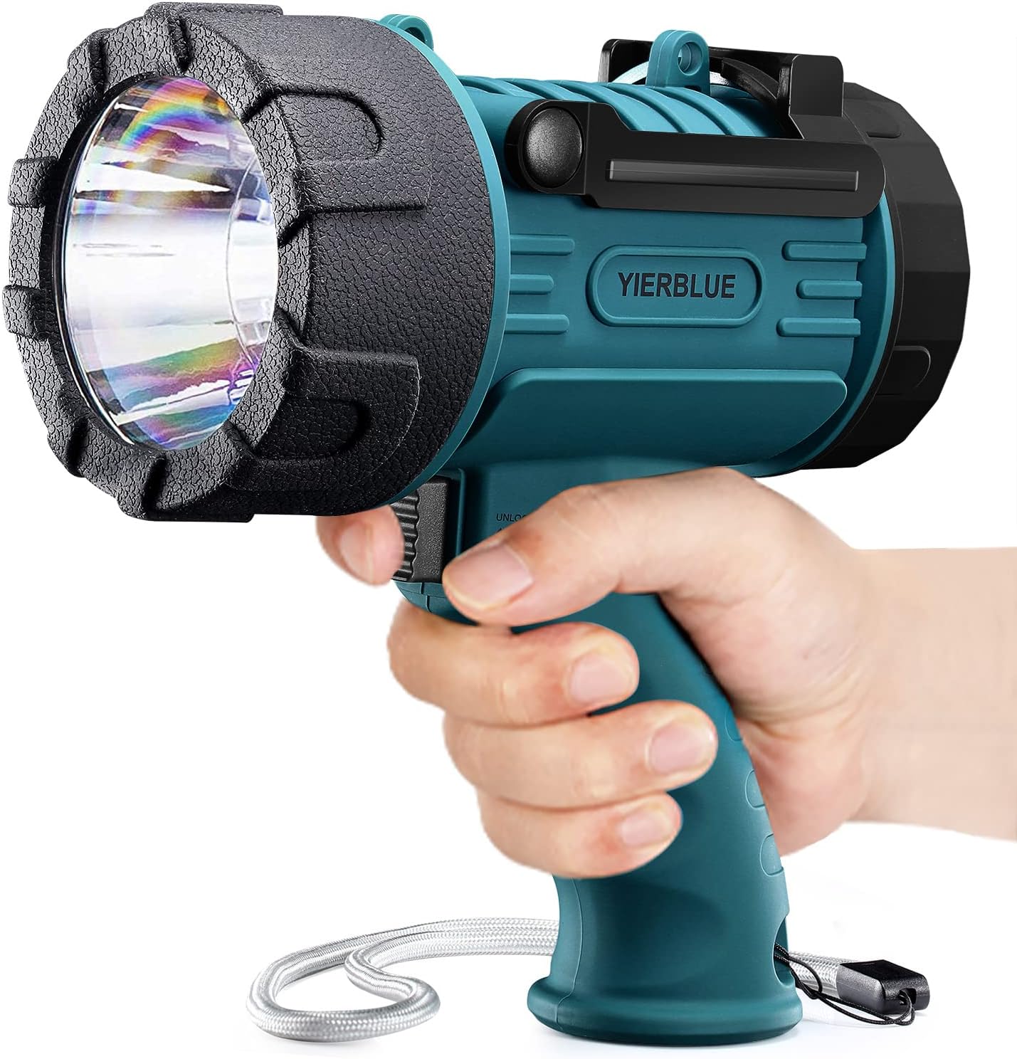 Rechargeable Handheld Searchlight, Waterproof, with Folding Stand