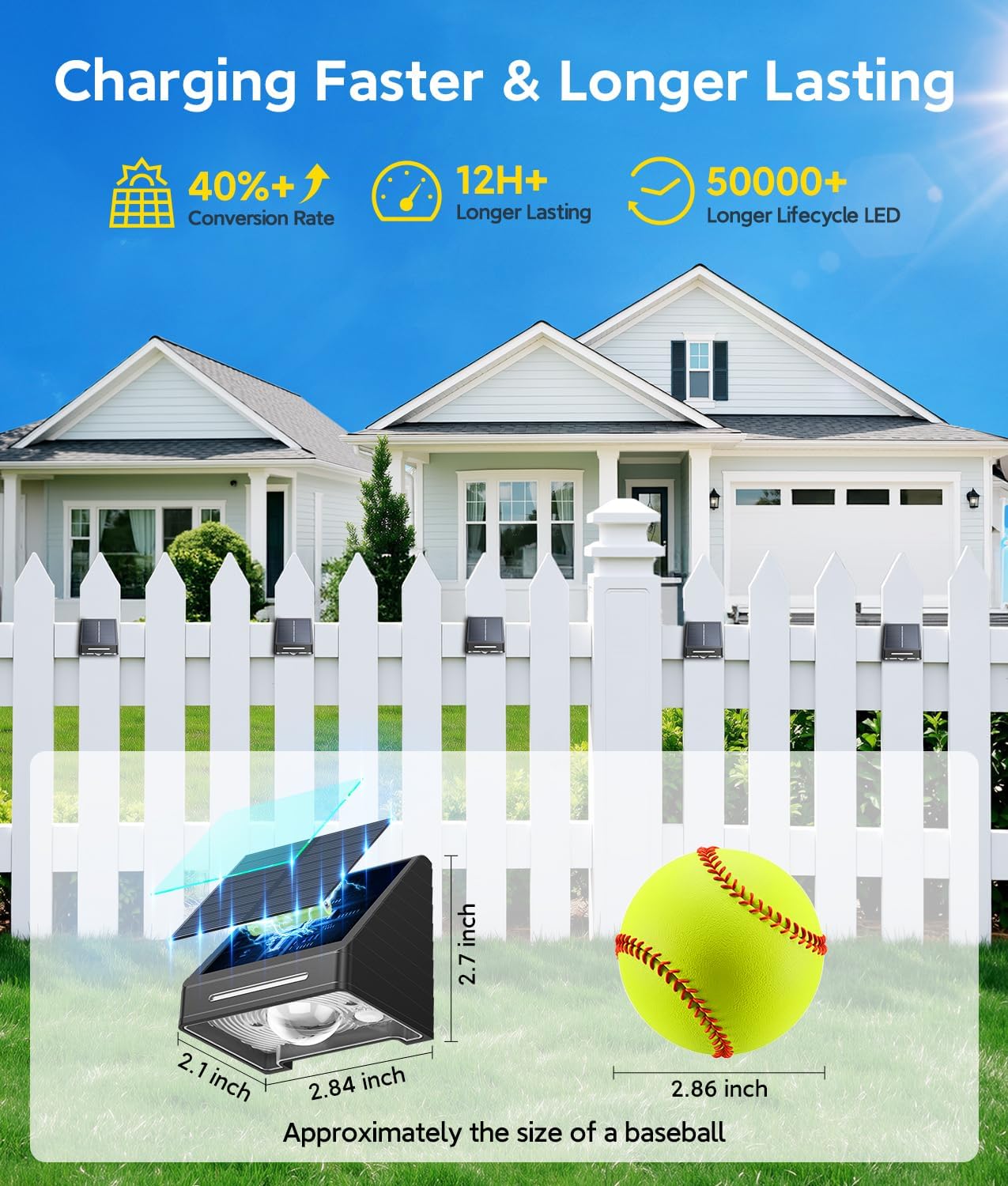 Solar Fence Lights, 10 Modes, 9 Colours, 10 Pieces — view 2