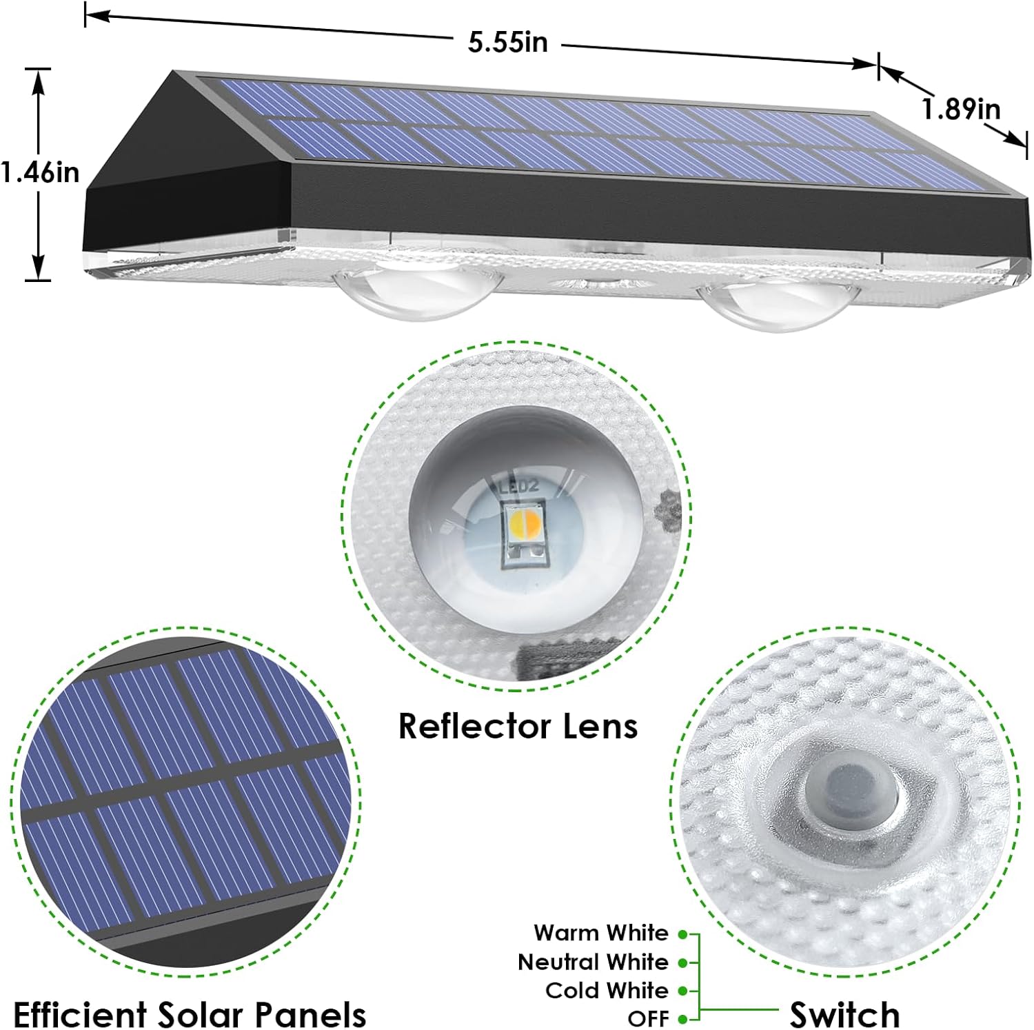 Solar Fence Lights, 3 Colour Modes, 8 Pieces — view 2