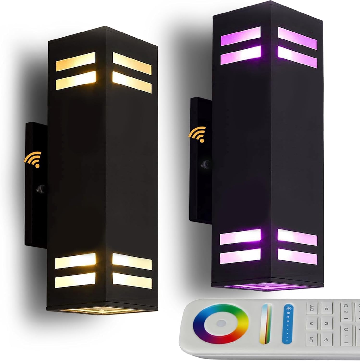Up and Down Colour Changing Wall Lights, Dusk to Dawn, 2 Pieces
